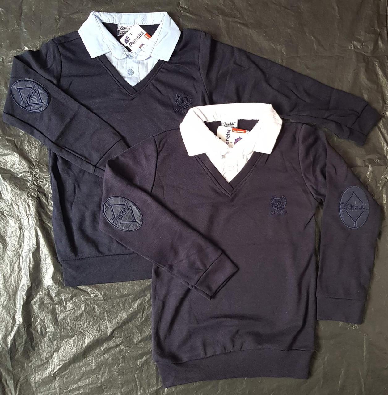 Опт Сорочка-обманка класична з V-комірцем для хлопців р. 5-12 років, біла