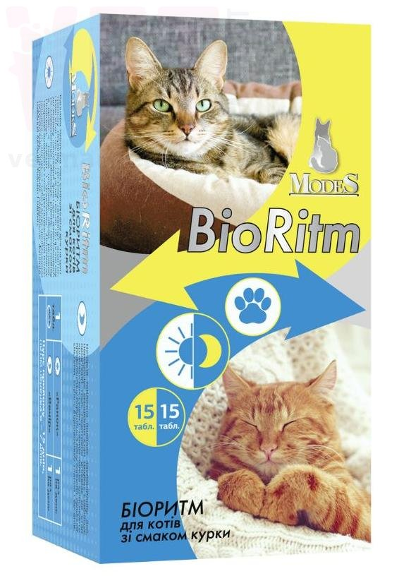 Комплекс вітамінів і мінералів Modes BioRitm для котів зі смаком курки - 30 шт.