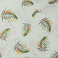 3Д панель самоклейка Листя Пальми на бежевому фоні 700х700х4мм Рослинний принт декоративна текстурна