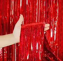 Фольгована шторка червоний голограма 1*2 метри Китай