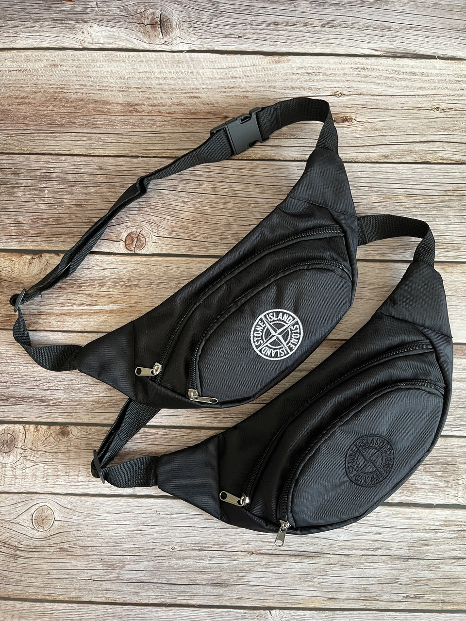 Поясна сумка стон айленд Stone Island чорна бананка