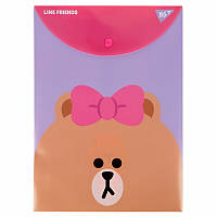 Папка-конверт на кнопці вертикальна YES Line Friends A4 (492076)