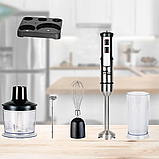 Ручний занурювальний блендер Zepline ZP-117 6в1 на підставці Домашній кухонний подрібнювач з віночком 1500Вт, фото 9