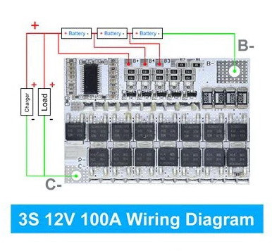 BMS 3S 4S 5S 12.6В 100A (3.7В) модуль заряджання літій іонних акумуляторів із захистом та балансиром