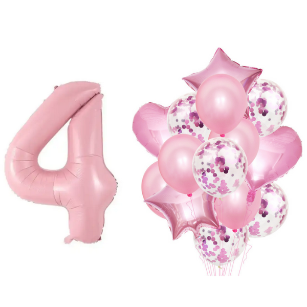 Фонтан із куль з цифрою "4", рожевий