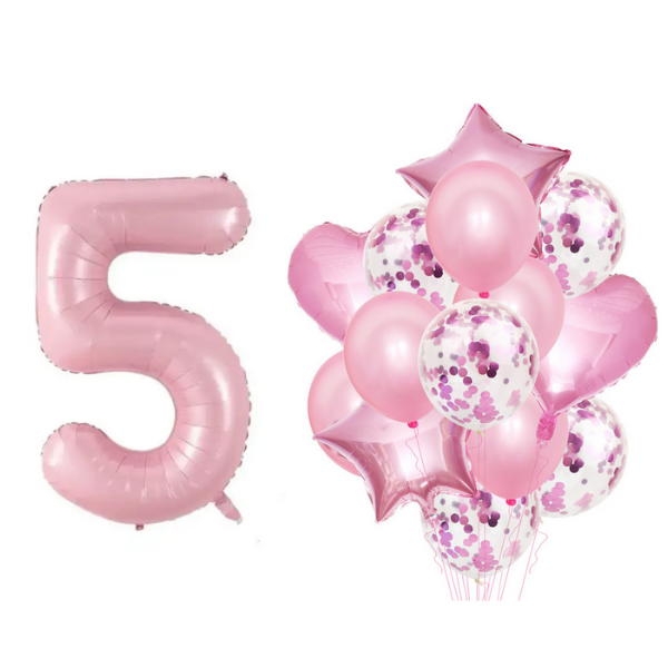 Фонтан із куль з цифрою "5", рожевий