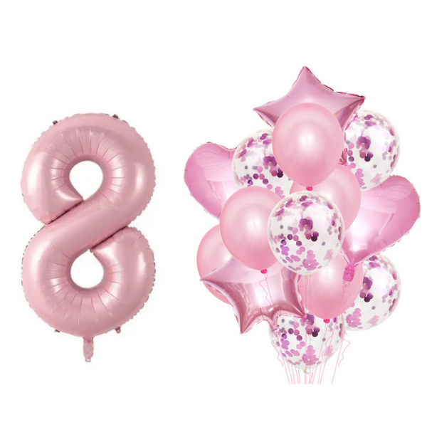 Фонтан із куль з цифрою "8", рожевий