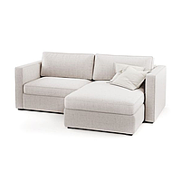 Маленький кутовий диван зі спальним місцем MeBelle VINCE-220 розкладний для кухні, спальні, сірий велюр рогожка