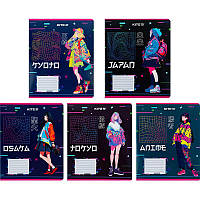 Зошит Kite Anime 12 аркушів лінія гібр. лак + УФ лак мікс дизайнів (K24-234-1)