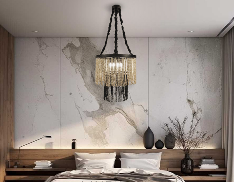 ПІДВІСНА ЛЮСТРА З СЕРІЇ "ДЕРЕВ'ЯНІ НАМИСТИНИ" Ø 40 СМ MJ 197-400, фото 1