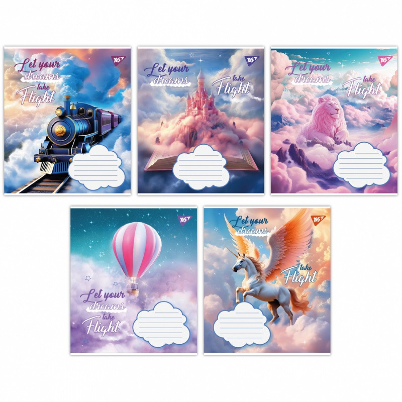 Зошит Yes  Let your dreams 12 аркушів Коса Лінія мікс дизайнів (766933)