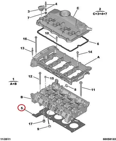 Прокладка ГБЦ 1.1 мм на Peugeot Boxer, Citroen Jumper 4 (2014-...), 2.2, 0209EH