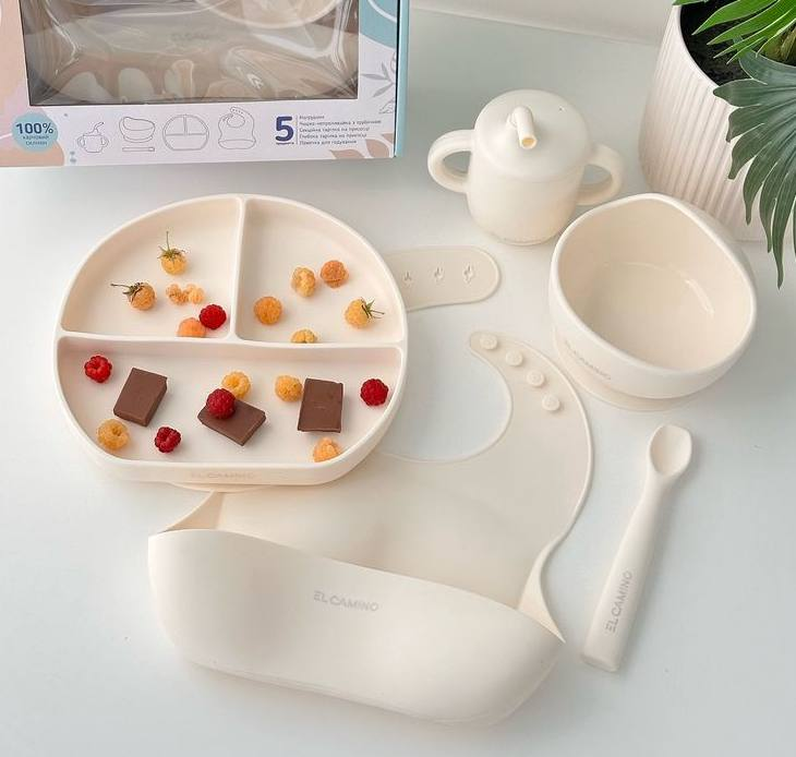 Набір силіконового посуду ME 1172 Молочний, фото 1