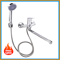 Змішувач у ванну кімнату Lidz Gloria з душем і лійкою Кран у ванну з поворотним виливом Змішувач для душу