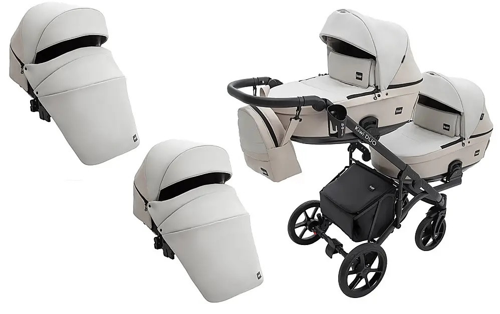 Коляска 2 в 1 для двійнят Bair Kiwi DUO ECO BKD-32/33 бежева капучино