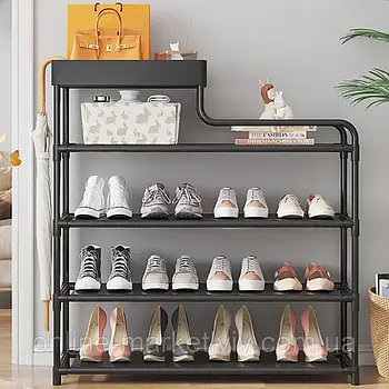 Полиця для взуття на 5 полиць, 85х60х22см, CLOTHES RACK, Чорна / Підлогова взуттєва полиця / Стійка для взуття