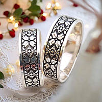 Пара Серебряные обручальные кольца Вышиванка ширина 6мм воплощают традиции и современность