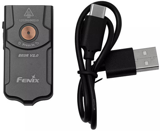 Наключний ліхтар Fenix E03R V2.0 (Grey), фото 1