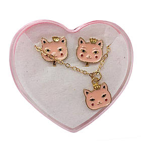 Біжутерія дитяча 2 в 1 "Рожева Киця" Bambi B4318-1 сережки + підвіска, Toyman