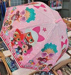 Дитяча парасолька тростинка з малюнком «Ляльки ЛОЛ» рожевий