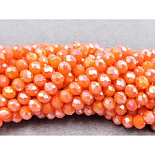 Намистини кришталеві 6мм, морквяний матовий з переливом