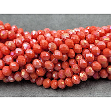 Намистини кришталеві 6мм, кораловий матовий з переливом