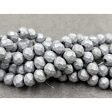 Намистини кришталеві 6мм, срібло матовий