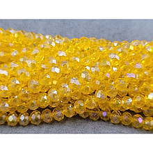 Намистини кришталеві 6мм, темно-жовтий прозорий з переливом
