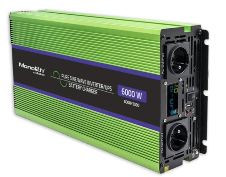 Перетворювач (інвертор) DC-AC Qoltec UPS 12V 230V 3000W/6000W (51945), фото 1