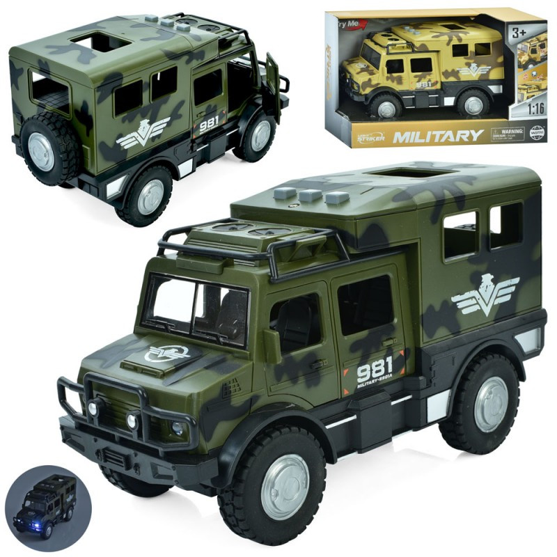 Військова машина іграшка WY980AB, інерційна, 1:16, звук, світло, відчиняються двері, фото 1