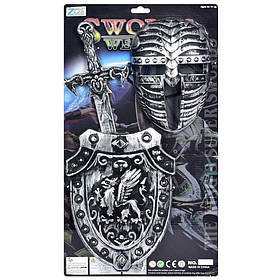 Дитячий іграшковий набір "Лицарська амуніція" Bambi 921-14BD(Silver) меч 49 см, щит, маска, Toyman