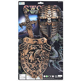 Дитячий іграшковий набір "Лицарська амуніція" Bambi 921-14BD(Gold) меч 49 см, щит, маска, Toyman