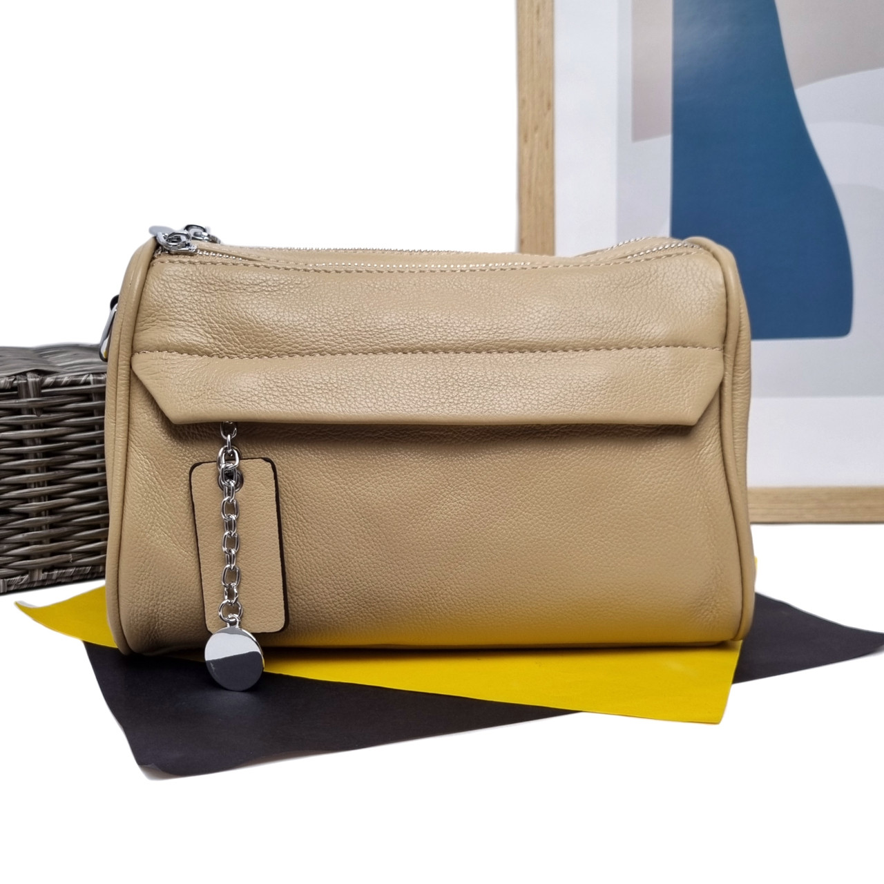 Жіноча сумка крос-боді натуральна шкіра світло-бежевий Арт.22-09 l.beige VIVAVERBA Україна — (54)