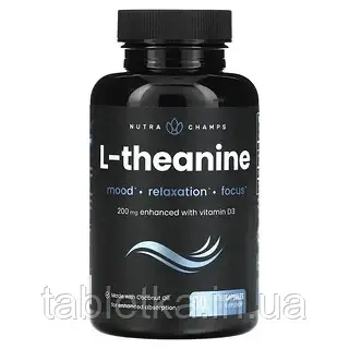 NutraChamps, L-теанін, 200 мг, 60 рослинних капсул Дніпр Дніпро