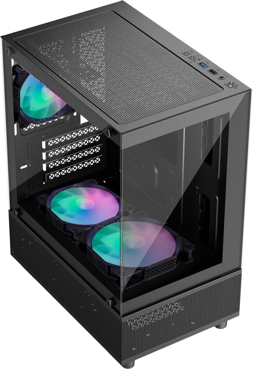 Корпус 1stPlayer Mi2-A-2F2R(AP)-1F2(AP)-BK 3*120 Fan Black 1хUSB2.0, 1хUSB3.0 чорний ARGB новий без БЖ