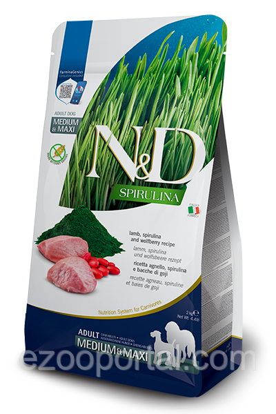 Сухий корм для собак Farmina N&D SPIRULINA ADULT MEDIUM & MAXI 7кг з ягням, спіруліною та ягодами годжі