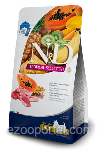 Сухий корм для собак Farmina N&D TROPICAL SELECTION ADULT MINI 1,5кг з ягням та тропічними фруктами