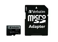 Карта памяти Verbatim Pro microSDHC (47044) 128GB Class UH-3 + SD-адаптер