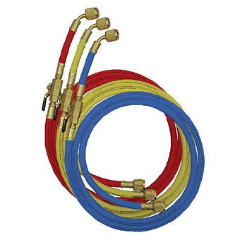 Набір зарядних шлангів з фитингом і вентилем Mastercool 90262-60-E (150см, 1/4"SAE, 3шт)