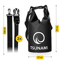 Гермомішок TSUNAMI Dry Pack 5 л водозахисний Black (P-5905973400053), фото 3