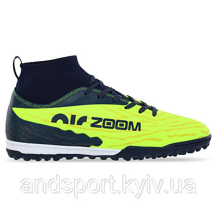 Сороконіжки футбольні ZOOM 221212-4 розмір 40-45 синій-лимонний Код 221212-4, фото 1