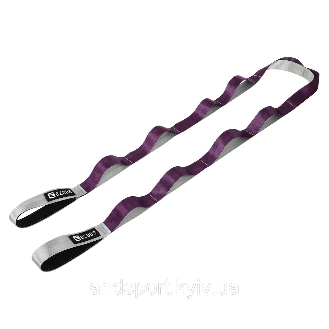 Стрічка стропа з петлями для розтяжки STRETCHING STRAP EZOUS I-02 10 петель сірий-фіолетовий Код I-02