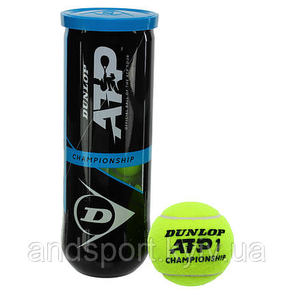 М'яч для великого тенісу DUNLOP ATP CHAMPIONSHI DL601332 3шт салатовий Код DL601332, фото 1