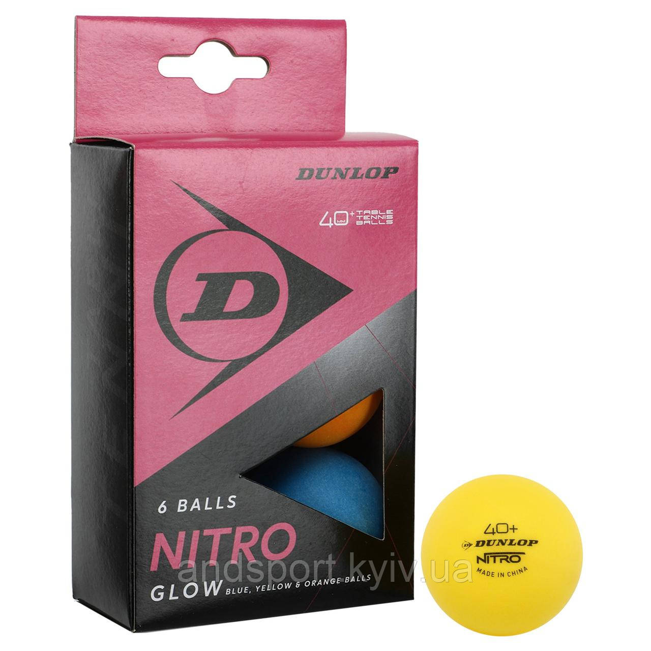 Набір м'ячів для настільного тенісу DUNLOP NITRO GLOW 40 DL679349N 6шт різнокольоровий Код DL679349N
