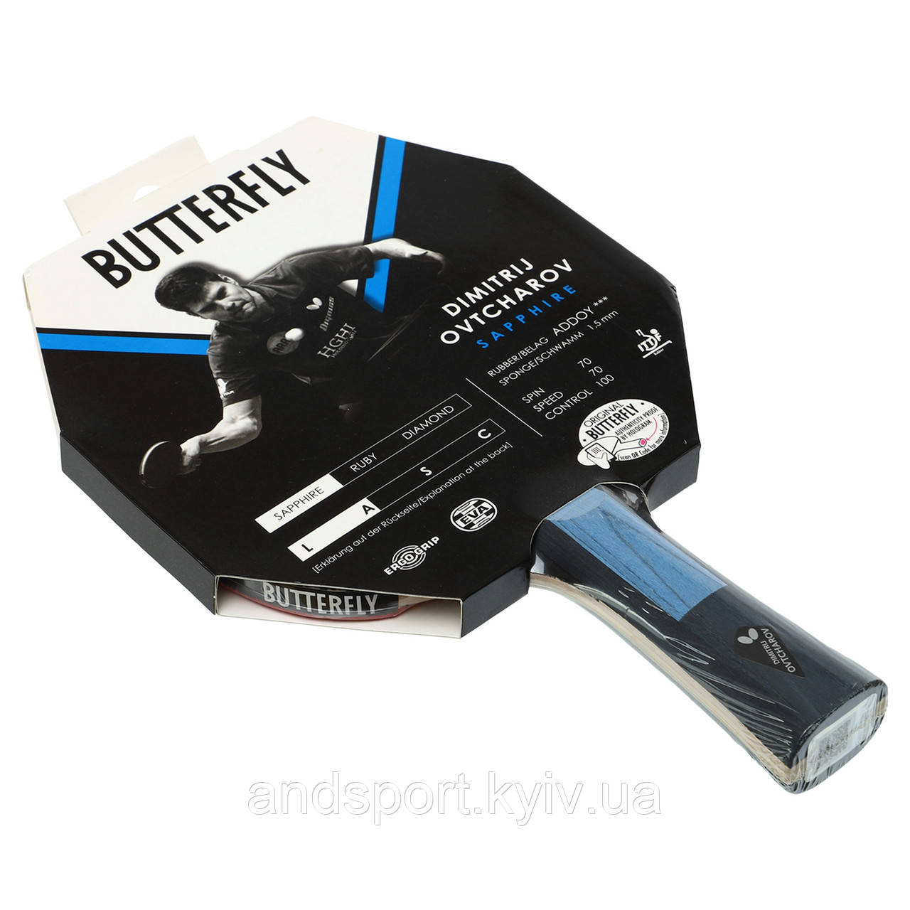 Ракетка для настільного тенісу BUTTERFLY DIMITRIJ OVTCHAROV SAPPHIRE 85189 Код 85189