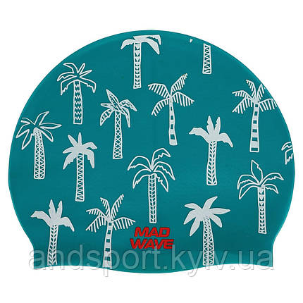 Шапочка для плавання силіконова для дорослих MadWave PALM TREE M055330 зелений Код M055330, фото 1