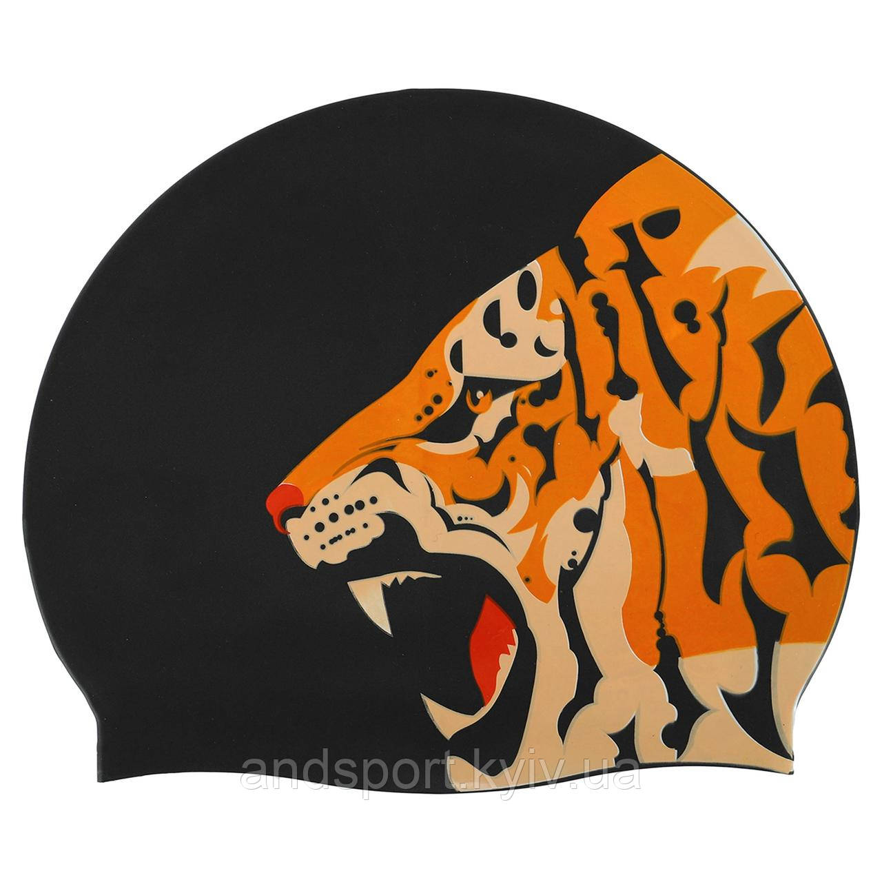Шапочка для плавання силіконова для дорослих MadWave TIGER M055332 чорний Код M055332