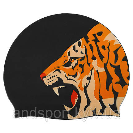 Шапочка для плавання силіконова для дорослих MadWave TIGER M055332 чорний Код M055332, фото 1