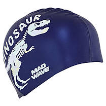 Шапочка для плавання силіконова юніорська MadWave Junior DINOSAUR M057307 темно-синій Код M057307, фото 3