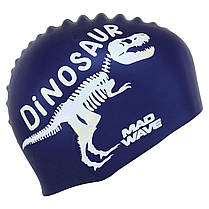 Шапочка для плавання силіконова юніорська MadWave Junior DINOSAUR M057307 темно-синій Код M057307, фото 4